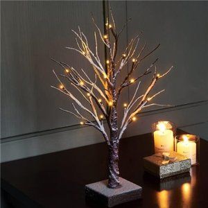Lighted Snow Dusted Christmas Tree with Timer Battery Operated 18in Home Decor